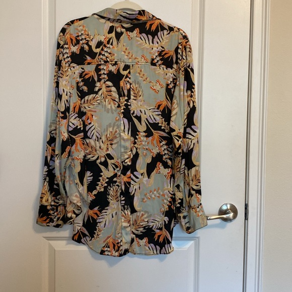 Free People Under The Palms Black Multicolored Shirt Long Sleeve - Picture 7 of 7